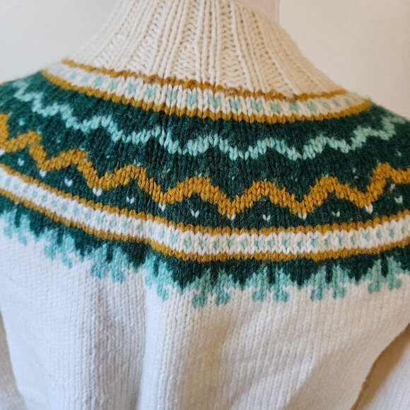 Vintage Norwegian Wool Fair Isle Cardigan Sweater S - Picture 7 of 8